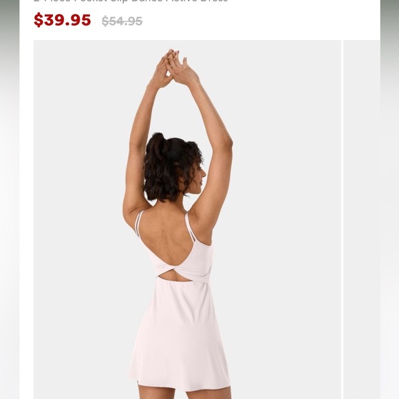 Halara Chiffon White Plush Double Strap Backless Twisted Active Dress | NEW/NWT! - Picture 7 of 10